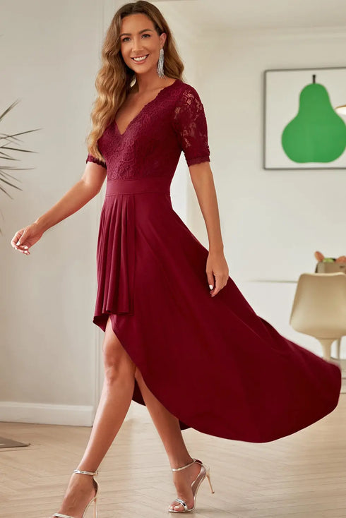 'Nereida' Short Sleeve Lace Dress - Celes Fashion